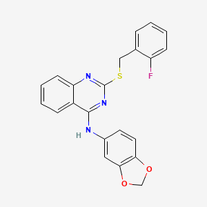 molecular formula C22H16FN3O2S B2398439 N-1,3-benzodioxol-5-yl-2-[(2-fluorobenzyl)thio]quinazolin-4-amine CAS No. 688355-92-2