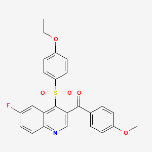 molecular formula C25H20FNO5S B2398441 (4-((4-Ethoxyphenyl)sulfonyl)-6-fluoroquinolin-3-yl)(4-methoxyphenyl)methanone CAS No. 866895-88-7