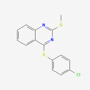 molecular formula C15H11ClN2S2 B2398442 4-Chlorophenyl 2-(methylsulfanyl)-4-quinazolinyl sulfide CAS No. 477845-86-6