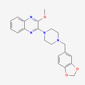 molecular formula C21H22N4O3 B2398444 2-(4-(Benzo[d][1,3]dioxol-5-ylmethyl)piperazin-1-yl)-3-methoxyquinoxaline CAS No. 879566-08-2