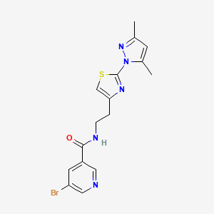 molecular formula C16H16BrN5OS B2398448 5-bromo-N-(2-(2-(3,5-dimethyl-1H-pyrazol-1-yl)thiazol-4-yl)ethyl)nicotinamide CAS No. 1421455-69-7