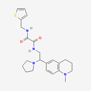 molecular formula C23H30N4O2S B2398458 N1-(2-(1-methyl-1,2,3,4-tetrahydroquinolin-6-yl)-2-(pyrrolidin-1-yl)ethyl)-N2-(thiophen-2-ylmethyl)oxalamide CAS No. 922012-66-6