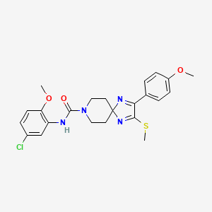 molecular formula C23H25ClN4O3S B2398480 N-(5-chloro-2-methoxyphenyl)-2-(4-methoxyphenyl)-3-(methylthio)-1,4,8-triazaspiro[4.5]deca-1,3-diene-8-carboxamide CAS No. 894889-95-3