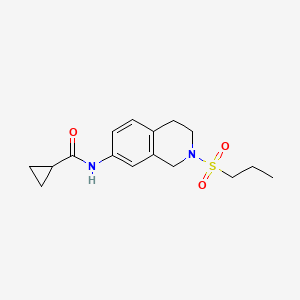 molecular formula C16H22N2O3S B2398484 N-(2-(propylsulfonyl)-1,2,3,4-tetrahydroisoquinolin-7-yl)cyclopropanecarboxamide CAS No. 955233-39-3