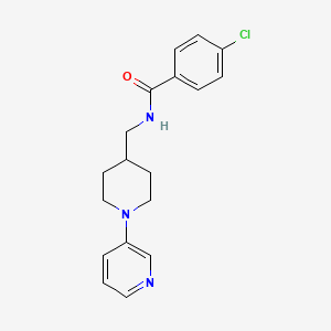 molecular formula C18H20ClN3O B2398485 4-chloro-N-((1-(pyridin-3-yl)piperidin-4-yl)methyl)benzamide CAS No. 2034226-73-6