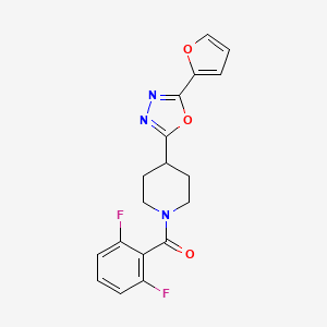 molecular formula C18H15F2N3O3 B2398486 (2,6-Difluorophenyl)(4-(5-(furan-2-yl)-1,3,4-oxadiazol-2-yl)piperidin-1-yl)methanone CAS No. 1171447-96-3