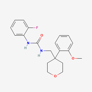 molecular formula C20H23FN2O3 B2398493 1-(2-fluorophenyl)-3-((4-(2-methoxyphenyl)tetrahydro-2H-pyran-4-yl)methyl)urea CAS No. 1226433-98-2
