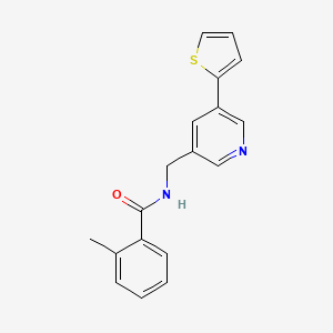 molecular formula C18H16N2OS B2398495 2-methyl-N-((5-(thiophen-2-yl)pyridin-3-yl)methyl)benzamide CAS No. 2034270-73-8