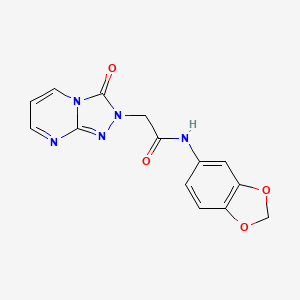 molecular formula C14H11N5O4 B2398496 N-(benzo[d][1,3]dioxol-5-yl)-2-(3-oxo-[1,2,4]triazolo[4,3-a]pyrimidin-2(3H)-yl)acetamide CAS No. 1323398-05-5