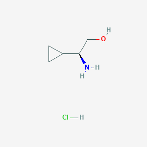 molecular formula C5H12ClNO B2398502 (S)-2-amino-2-cyclopropylethanol hydrochloride CAS No. 1198185-81-7; 1623432-63-2