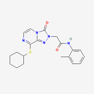 2-(8-cyclohexylsulfanyl-3-oxo-[1,2,4]triazolo[4,3-a]pyrazin-2-yl)-N-(2-methylphenyl)acetamide