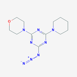 molecular formula C12H18N8O B2398507 4-(4-Azido-6-piperidin-1-yl-1,3,5-triazin-2-yl)morpholine CAS No. 497152-12-2