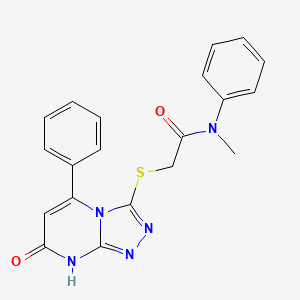 molecular formula C20H17N5O2S B2398519 N-methyl-2-((7-oxo-5-phenyl-7,8-dihydro-[1,2,4]triazolo[4,3-a]pyrimidin-3-yl)thio)-N-phenylacetamide CAS No. 895001-39-5