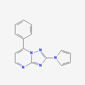 molecular formula C15H11N5 B2398532 7-phenyl-2-(1H-pyrrol-1-yl)[1,2,4]triazolo[1,5-a]pyrimidine CAS No. 303146-15-8