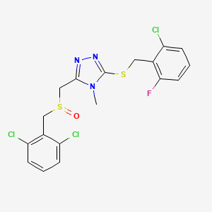 3-[(2-Chloro-6-fluorophenyl)methylsulfanyl]-5-[(2,6-dichlorophenyl)methylsulfinylmethyl]-4-methyl-1,2,4-triazole