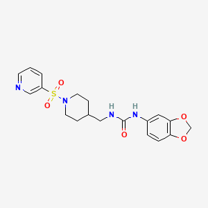 molecular formula C19H22N4O5S B2398541 1-(苯并[d][1,3]二氧杂环-5-基)-3-((1-(吡啶-3-磺酰基)哌啶-4-基)甲基)脲 CAS No. 1428363-04-5