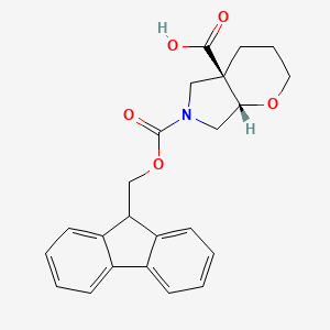 molecular formula C23H23NO5 B2398554 (4Ar,7aS)-6-(9H-fluoren-9-ylmethoxycarbonyl)-2,3,4,5,7,7a-hexahydropyrano[2,3-c]pyrrole-4a-carboxylic acid CAS No. 2470280-41-0