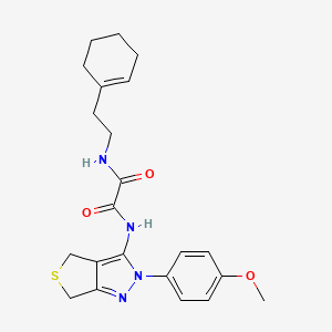 molecular formula C22H26N4O3S B2398558 N1-(2-(cyclohex-1-en-1-yl)ethyl)-N2-(2-(4-methoxyphenyl)-4,6-dihydro-2H-thieno[3,4-c]pyrazol-3-yl)oxalamide CAS No. 941973-87-1