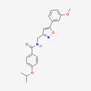 molecular formula C21H22N2O4 B2398572 4-isopropoxy-N-((5-(3-methoxyphenyl)isoxazol-3-yl)methyl)benzamide CAS No. 953182-24-6