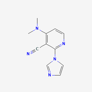 molecular formula C11H11N5 B2398574 4-(二甲氨基)-2-(1H-咪唑-1-基)烟酸腈 CAS No. 303986-29-0