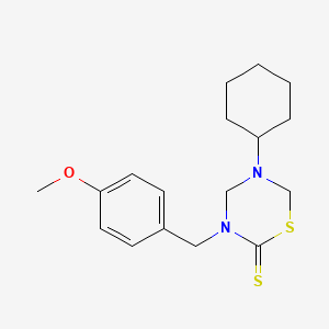 molecular formula C17H24N2OS2 B2398575 5-Cyclohexyl-3-[(4-methoxyphenyl)methyl]-1,3,5-thiadiazinane-2-thione CAS No. 497072-02-3