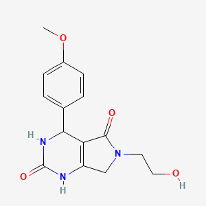 molecular formula C15H17N3O4 B2398580 6-(2-hydroxyethyl)-4-(4-methoxyphenyl)-3,4,6,7-tetrahydro-1H-pyrrolo[3,4-d]pyrimidine-2,5-dione CAS No. 923136-33-8