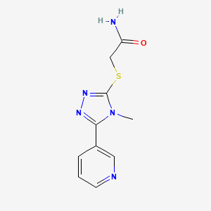 molecular formula C10H11N5OS B2398590 2-((4-methyl-5-(pyridin-3-yl)-4H-1,2,4-triazol-3-yl)thio)acetamide CAS No. 482637-84-3