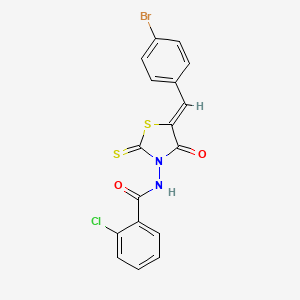 N-[(5Z)-5-[(4-bromophenyl)methylidene]-4-oxo-2-sulfanylidene-1,3-thiazolidin-3-yl]-2-chlorobenzamide