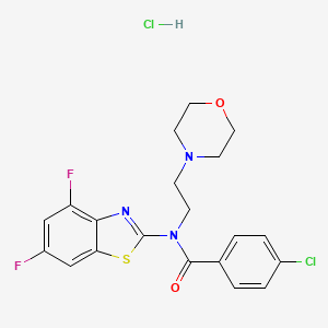 molecular formula C20H19Cl2F2N3O2S B2398595 4-chloro-N-(4,6-difluorobenzo[d]thiazol-2-yl)-N-(2-morpholinoethyl)benzamide hydrochloride CAS No. 1215619-54-7