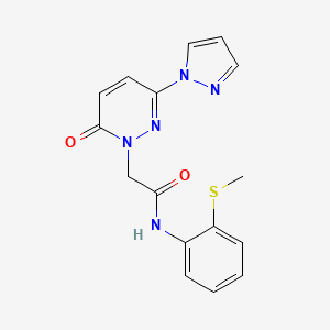 molecular formula C16H15N5O2S B2398600 N-(2-(methylthio)phenyl)-2-(6-oxo-3-(1H-pyrazol-1-yl)pyridazin-1(6H)-yl)acetamide CAS No. 1334374-26-3
