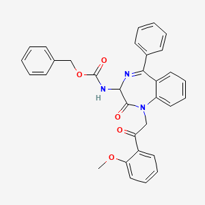 molecular formula C32H27N3O5 B2398604 N-(2,5-diaza-2-(2-(2-methoxyphenyl)-2-oxoethyl)-3-oxo-6-phenylbicyclo[5.4.0]undeca-1(7),5,8,10-tetraen-4-yl)((phenylmethoxy)amino)formamide CAS No. 1796922-08-1