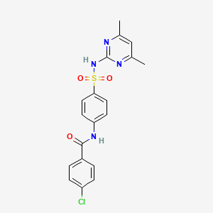 molecular formula C19H17ClN4O3S B2398605 4-chloro-N-(4-{[(4,6-dimethyl-2-pyrimidinyl)amino]sulfonyl}phenyl)benzamide CAS No. 289630-03-1