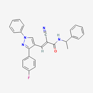 (E)-2-cyano-3-[3-(4-fluorophenyl)-1-phenylpyrazol-4-yl]-N-(1-phenylethyl)prop-2-enamide