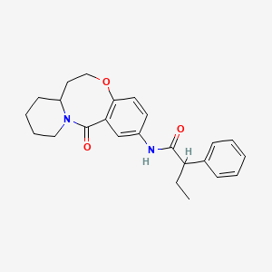 molecular formula C24H28N2O3 B2398619 N-(13-oxo-6,7,7a,8,9,10,11,13-octahydrobenzo[b]pyrido[1,2-e][1,5]oxazocin-2-yl)-2-phenylbutanamide CAS No. 1226454-78-9