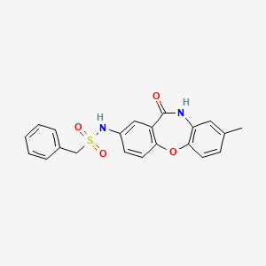 molecular formula C21H18N2O4S B2398622 N-(8-methyl-11-oxo-10,11-dihydrodibenzo[b,f][1,4]oxazepin-2-yl)-1-phenylmethanesulfonamide CAS No. 921898-17-1
