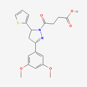 molecular formula C19H20N2O5S B2398624 4-(3-(3,5-dimethoxyphenyl)-5-(thiophen-2-yl)-4,5-dihydro-1H-pyrazol-1-yl)-4-oxobutanoic acid CAS No. 1785764-05-7
