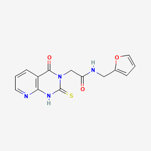 molecular formula C14H12N4O3S B2398626 N-(呋喃-2-基甲基)-2-(4-氧代-2-硫代次亚胺基-1H-吡啶并[2,3-d]嘧啶-3-基)乙酰胺 CAS No. 688793-55-7