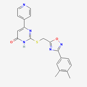 molecular formula C20H17N5O2S B2398652 2-({[3-(3,4-Dimethylphenyl)-1,2,4-oxadiazol-5-yl]methyl}sulfanyl)-6-(4-pyridyl)-4-pyrimidinol CAS No. 1226456-37-6