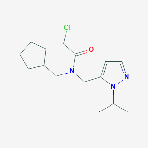 molecular formula C15H24ClN3O B2398654 2-Chloro-N-(cyclopentylmethyl)-N-[(2-propan-2-ylpyrazol-3-yl)methyl]acetamide CAS No. 2411294-25-0
