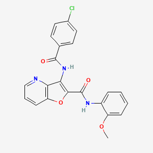 molecular formula C22H16ClN3O4 B2398664 3-(4-chlorobenzamido)-N-(2-methoxyphenyl)furo[3,2-b]pyridine-2-carboxamide CAS No. 946322-30-1