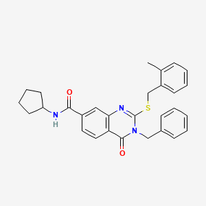 molecular formula C29H29N3O2S B2398668 3-benzyl-N-cyclopentyl-2-((2-methylbenzyl)thio)-4-oxo-3,4-dihydroquinazoline-7-carboxamide CAS No. 959494-02-1