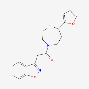 molecular formula C18H18N2O3S B2398670 2-(苯并[d]异恶唑-3-基)-1-(7-(呋喃-2-基)-1,4-噻吩并氮杂环-4-基)乙酮 CAS No. 1705334-95-7