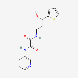 molecular formula C14H15N3O3S B2398672 N1-(3-hydroxy-3-(thiophen-2-yl)propyl)-N2-(pyridin-3-yl)oxalamide CAS No. 1396802-00-8