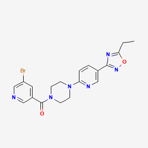 molecular formula C19H19BrN6O2 B2398682 (5-溴吡啶-3-基)(4-(5-(5-乙基-1,2,4-恶二唑-3-基)吡啶-2-基)哌嗪-1-基)甲苯酮 CAS No. 1234803-69-0