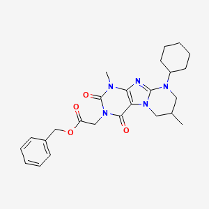 benzyl 2-(9-cyclohexyl-1,7-dimethyl-2,4-dioxo-1,2,6,7,8,9-hexahydropyrimido[2,1-f]purin-3(4H)-yl)acetate