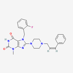 (Z)-7-(2-fluorobenzyl)-3-methyl-8-(4-(3-phenylallyl)piperazin-1-yl)-1H-purine-2,6(3H,7H)-dione