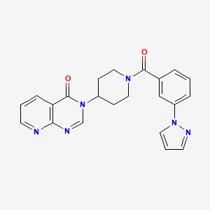 molecular formula C22H20N6O2 B2398703 3-(1-(3-(1H-pyrazol-1-yl)benzoyl)piperidin-4-yl)pyrido[2,3-d]pyrimidin-4(3H)-one CAS No. 2034424-36-5