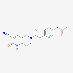 molecular formula C19H18N4O3 B2398708 N-(4-(2-(3-cyano-2-oxo-1,2,7,8-tetrahydro-1,6-naphthyridin-6(5H)-yl)-2-oxoethyl)phenyl)acetamide CAS No. 2034426-10-1
