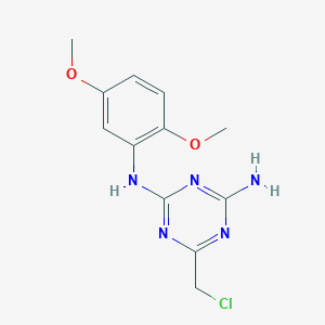 molecular formula C12H14ClN5O2 B2398709 6-(chloromethyl)-N2-(2,5-dimethoxyphenyl)-1,3,5-triazine-2,4-diamine CAS No. 689754-28-7