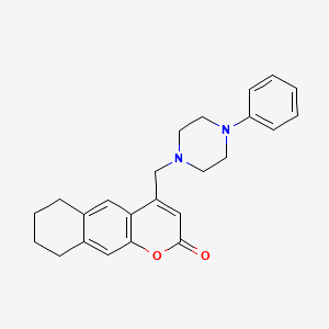 molecular formula C24H26N2O2 B2398717 4-((4-phenylpiperazin-1-yl)methyl)-6,7,8,9-tetrahydro-2H-benzo[g]chromen-2-one CAS No. 877793-94-7
